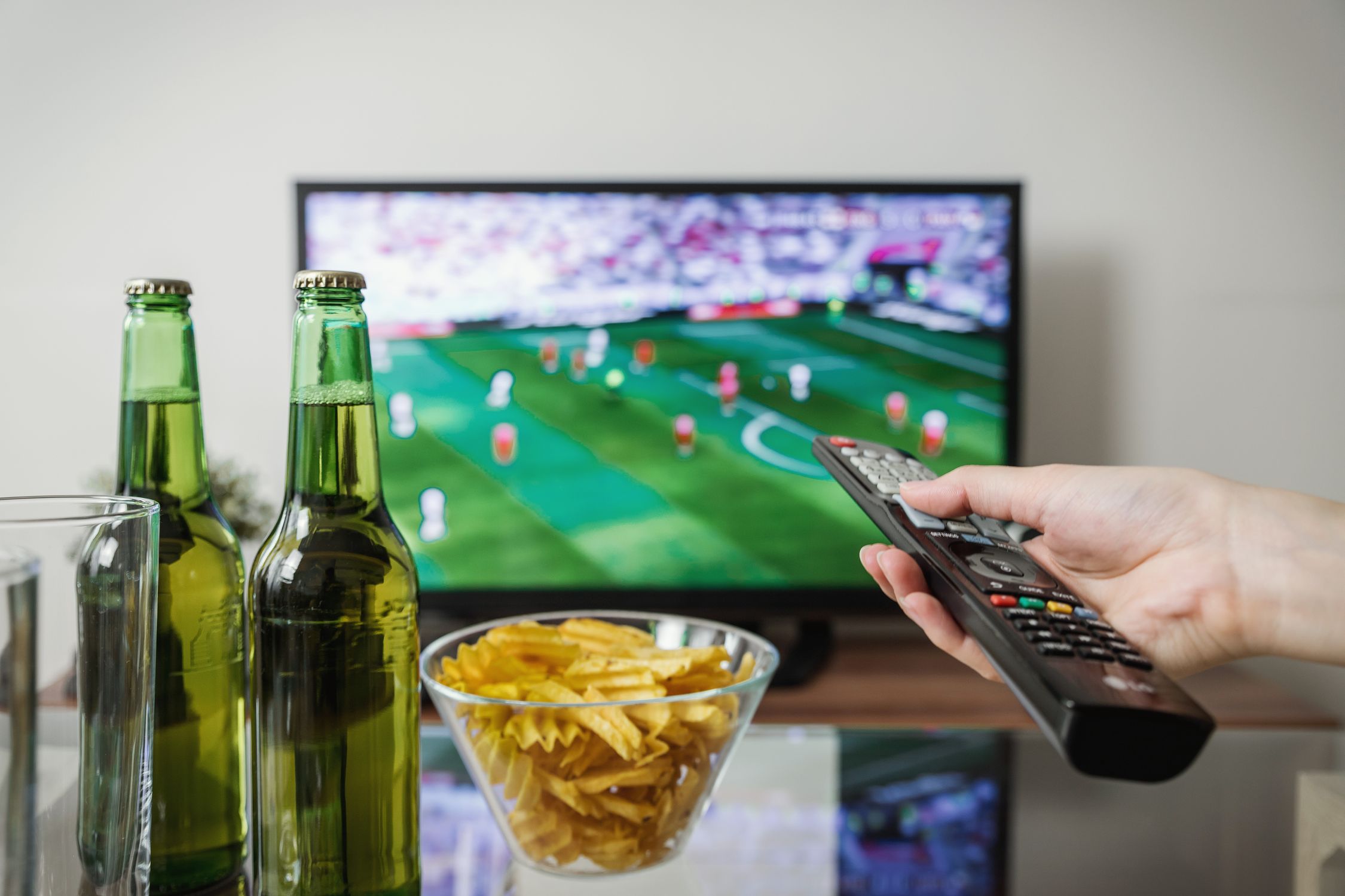 Smart TV streaming content in a modern living room